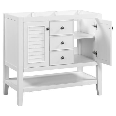 36" Bathroom Vanity Base with 2 Cabinets 2 Drawers and Open Shelf