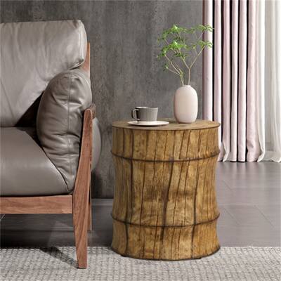 14.6" Round Composite Manufactured Concrete Side Table