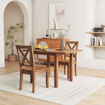 3-Piece Wood Drop Leaf Breakfast Nook Dining Table Set