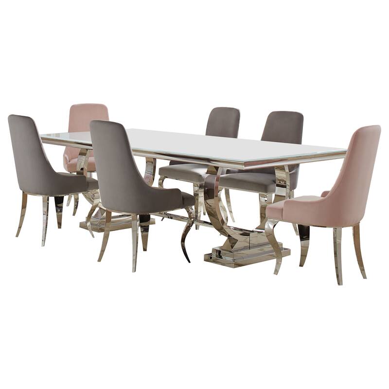 Antoine Rectangular Glass Top Dining Table Set