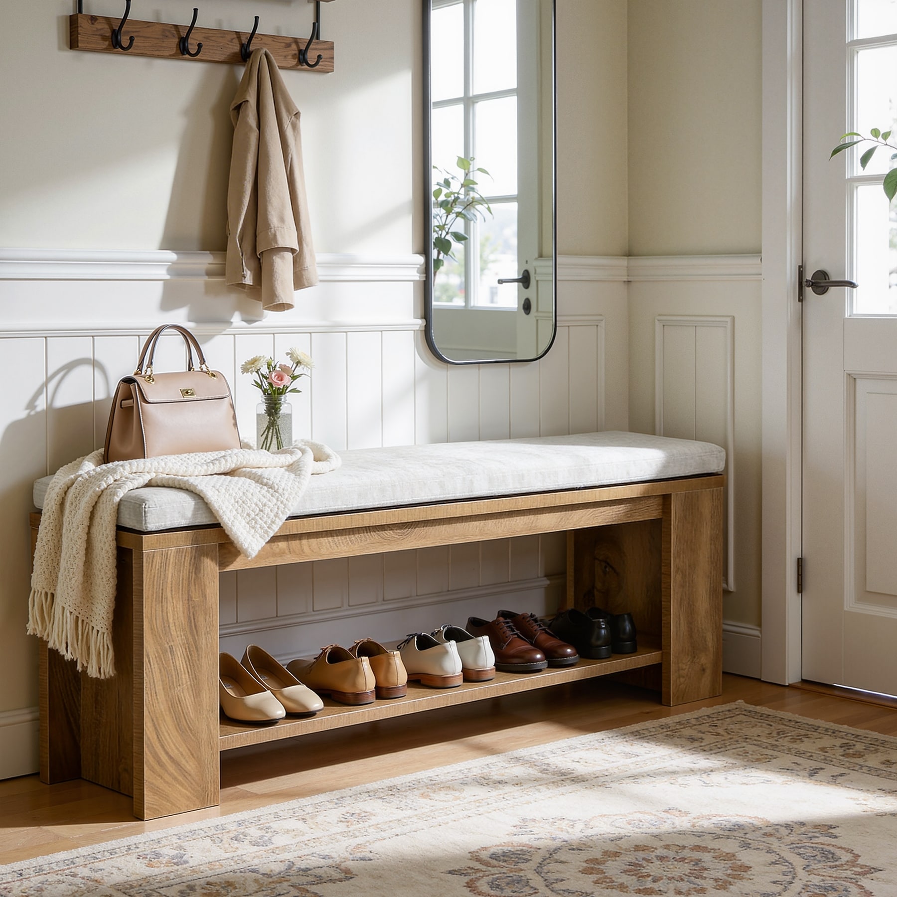 47-Inch Long Upholstered Entryway Bench
