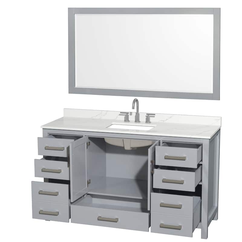 Wyndham Collection WCS141460S-QTZ-US3M58 Sheffield 60" Free Standing