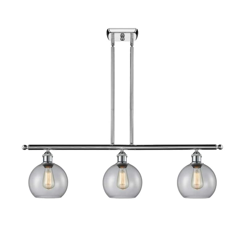 Innovations Lighting Athens 3 Light 36" Island Light - 8" Shade - Clear/Polished Chrome