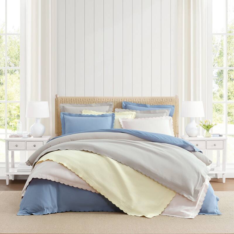 Martha Stewart Signature Scallop Solid Duvet Cover Set