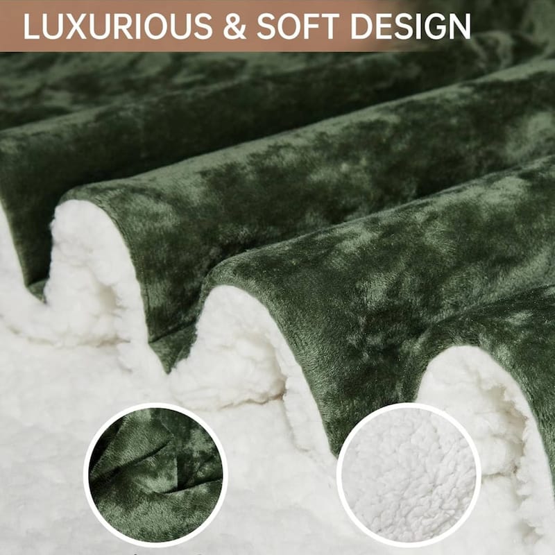 Green Electric Heated Throw Blanket with 4 Heat Levels, Machine Washable