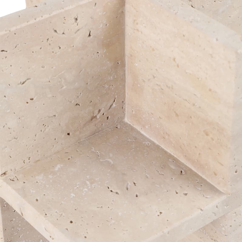 Stone and Travertine Solid Modern Geometric Decorative Object