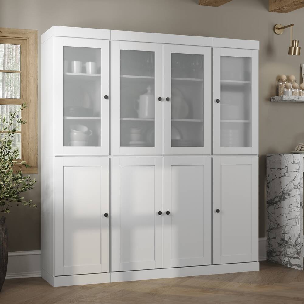 Palace Imports 100% Solid Wood 65" Pantry Cabinet with Frosted Glass, Shaker Doors and Adjustable Shelves
