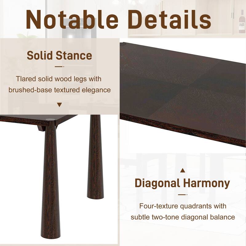 7-Piece, Retro Dining Table Set, Wood Dining Table Set with 6 Chairs, for kitchen and Dining Room, Espresso