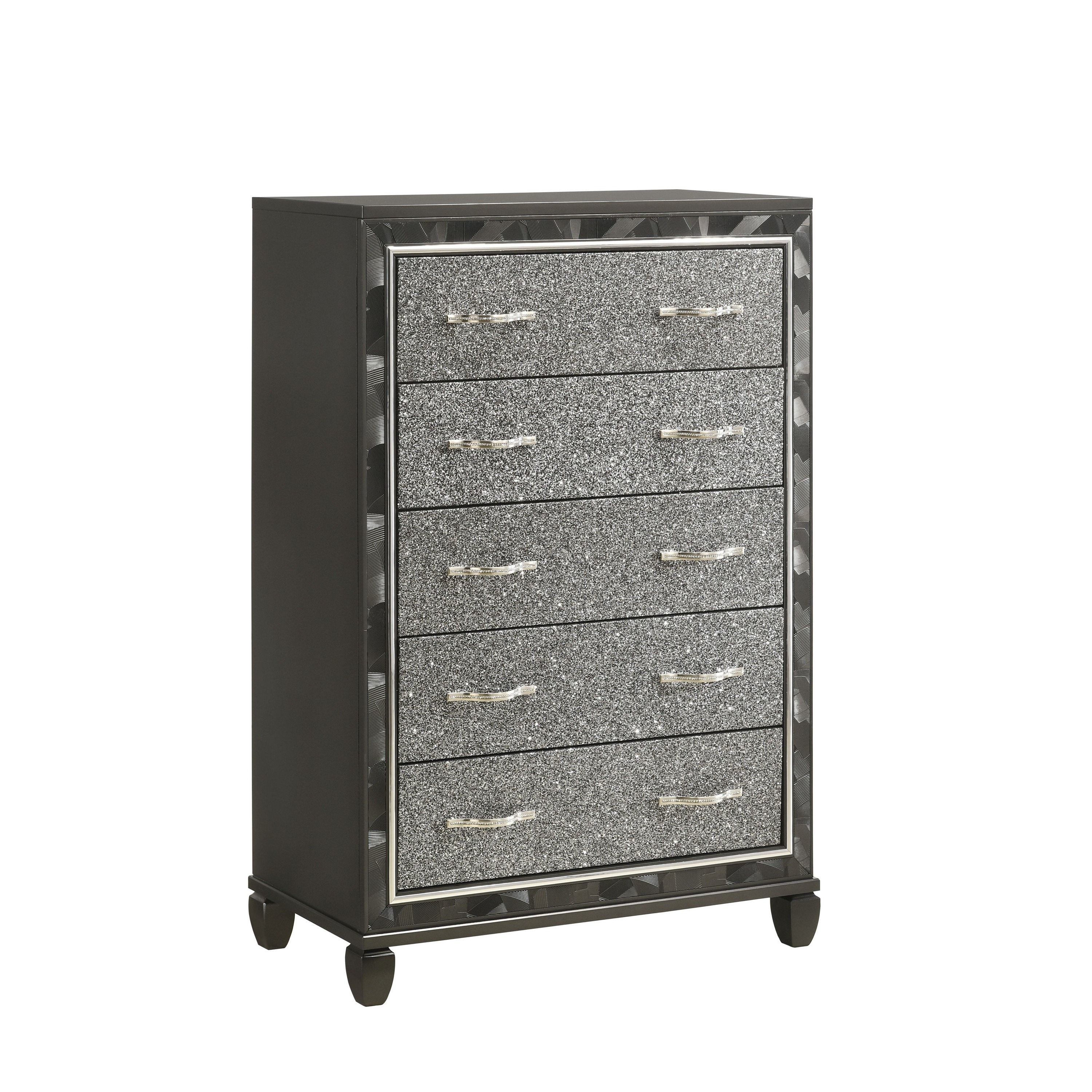 black glitter dresser 1Pc Luxury Glam Seven Drawer Bedroom With Two Toned Drawer Bla With spacious drawers Deanna Dresser (Black) Coaster Furniture