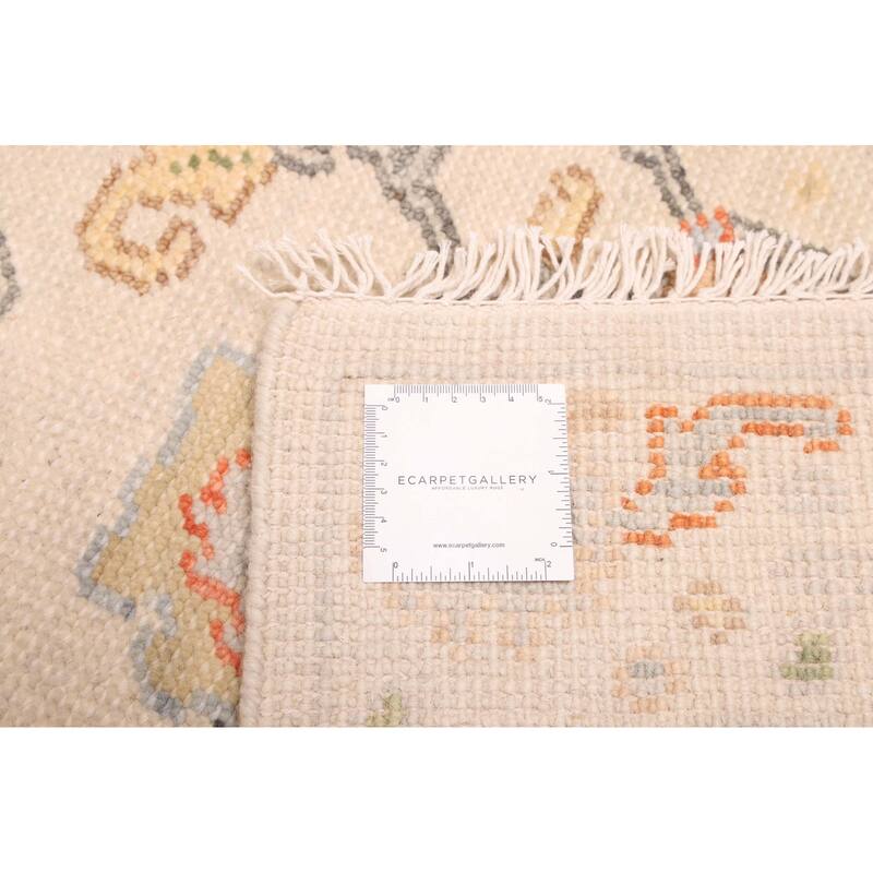 ECARPETGALLERY Hand-knotted Modern Oushak Ivory Wool Rug - 2'6 x 8'0