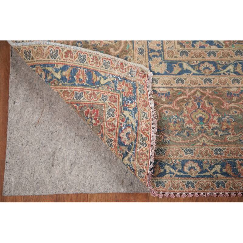 Hand Knotted Oriental 100% Wool Carpet Traditional Floral Pink Mashad Area Rug - 12' 5'' X 9' 4''