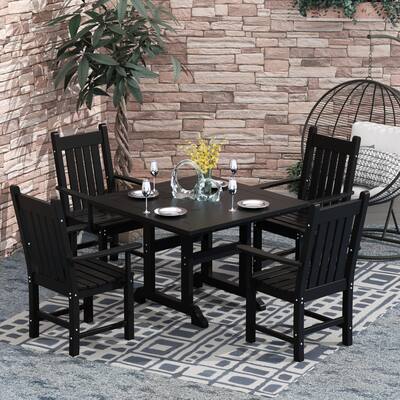 Laguna 5-Piece Square Poly Eco-Friendly All Weather Outdoor Dining Set with Armchairs