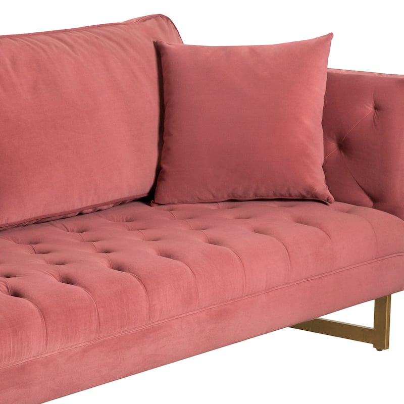 Lenox Velvet 90" 3-Seater Sofa with Brass Legs