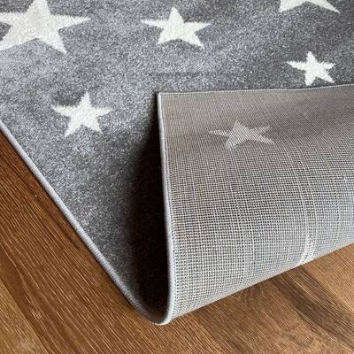 Kids Rug with Stars for Nursery Starry Sky in grey, pink and green