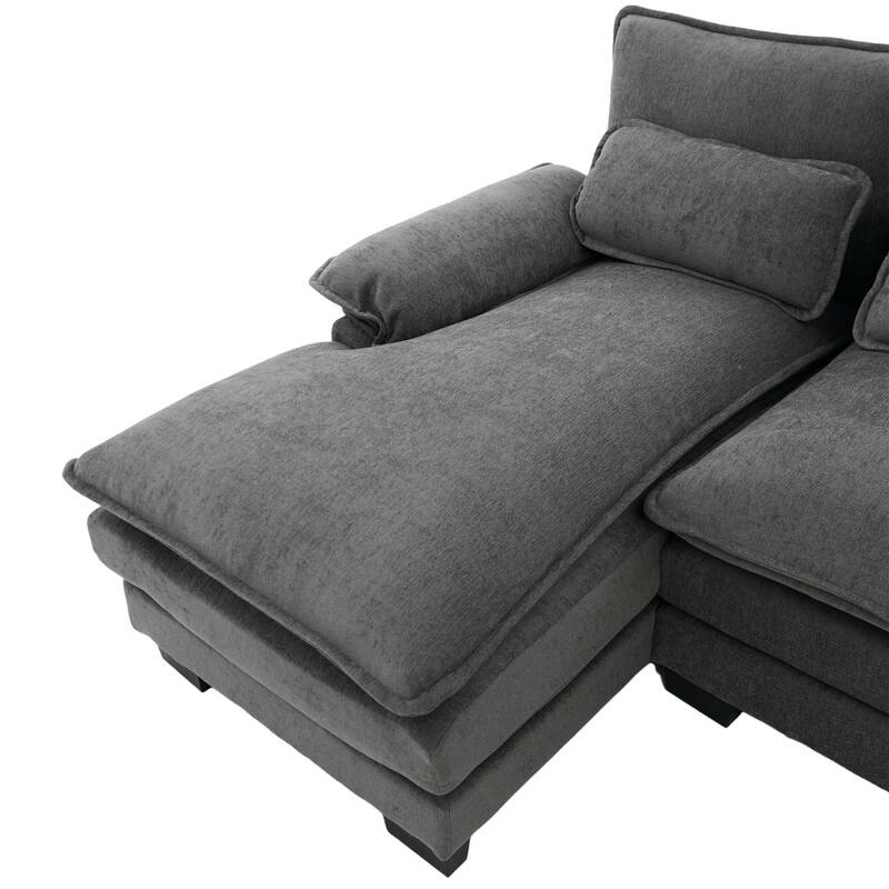 107.87" Modular Chenille Comfy Sectional Cloud Sofa with Double Chaise