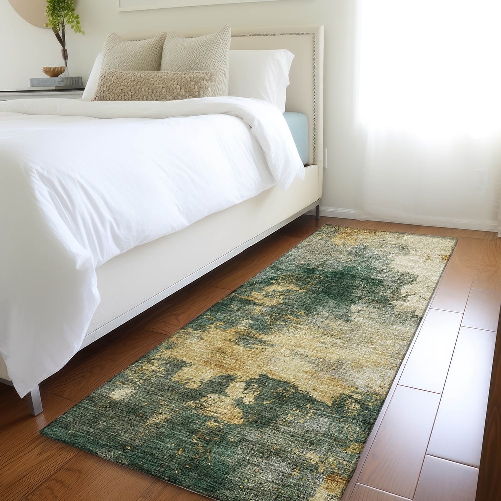 Machine Washable Indoor/ Outdoor Abstract Modern Chantille Rug