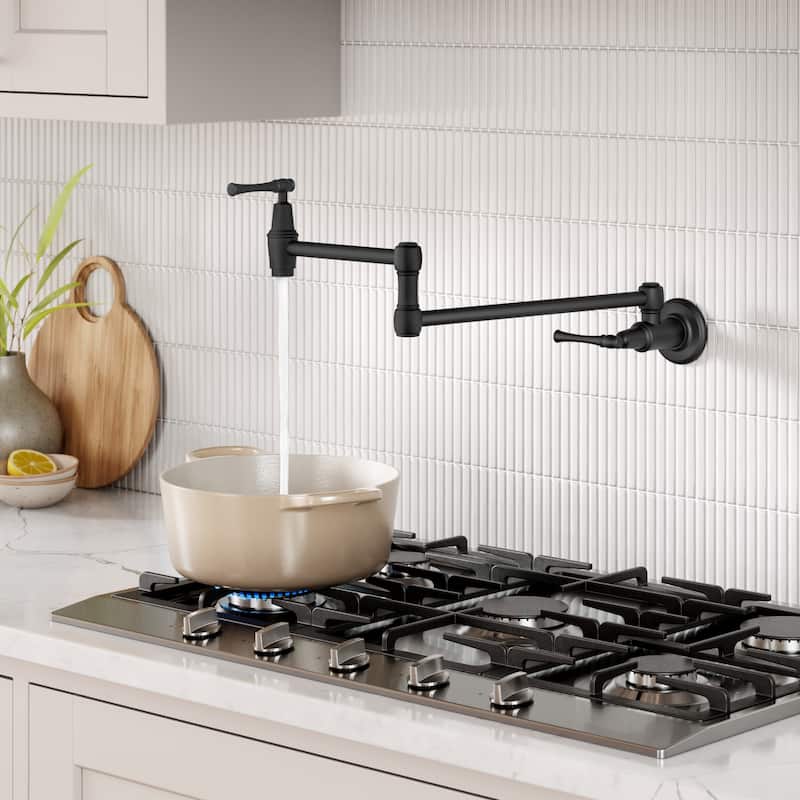 KRAUS Allyn Wall Mount Pot Filler Kitchen Faucet with Retractable Arm