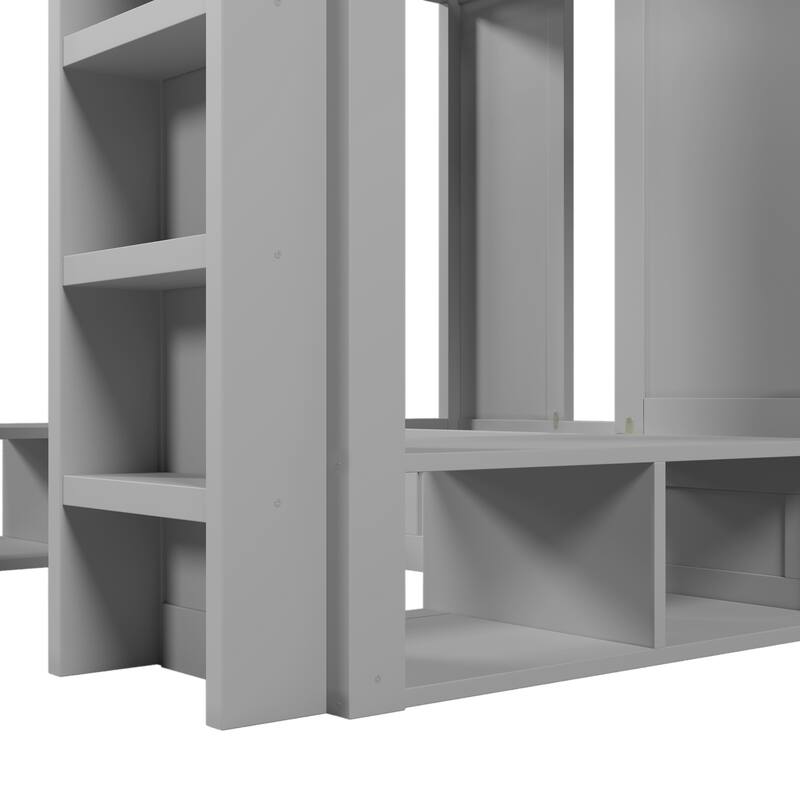 Triple Bunk Bed with Storage Shelves & Hooks by Harper&Bright Designs
