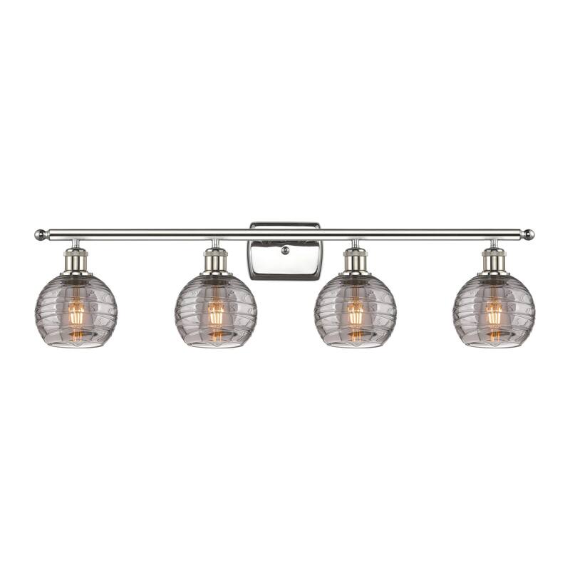 Innovations Lighting 516-4W 9 36 Athens Deco Swirl Vanity Athens Deco - Polished Nickel / Light Smoke Deco Swirl