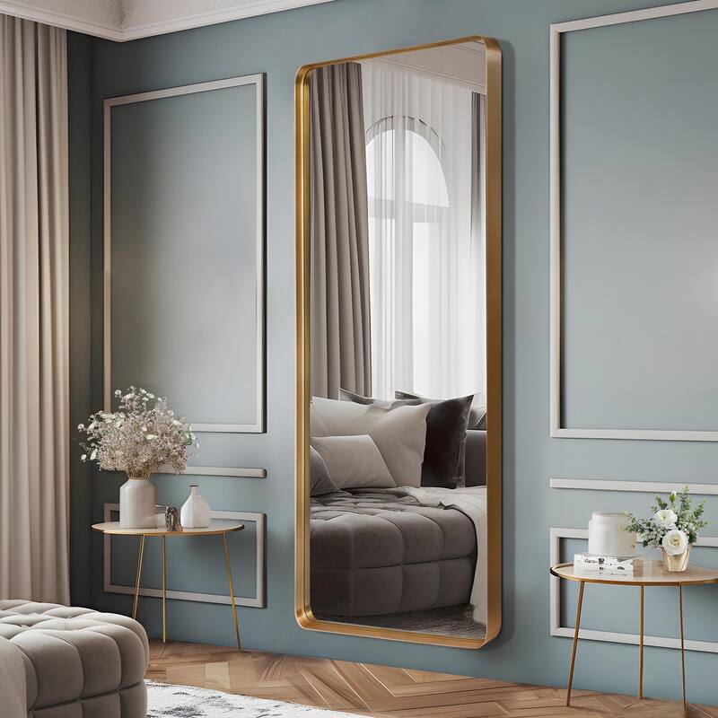 Modern Aluminum Alloy Wall-Mounted Rectangular Deep Mirror - 71*28 - Gold