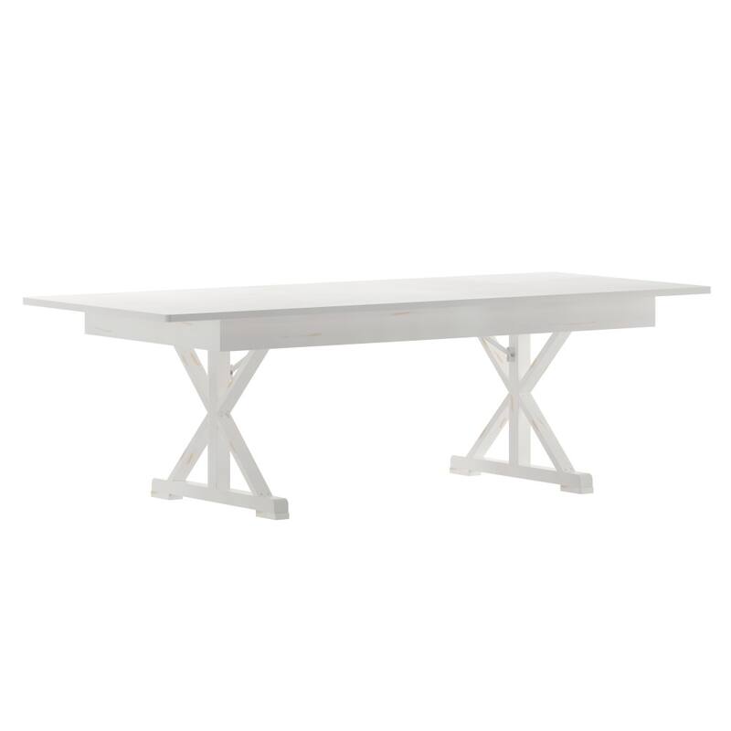 8' x 40" Rectangular Antique Rustic Solid Pine Folding Dining Table