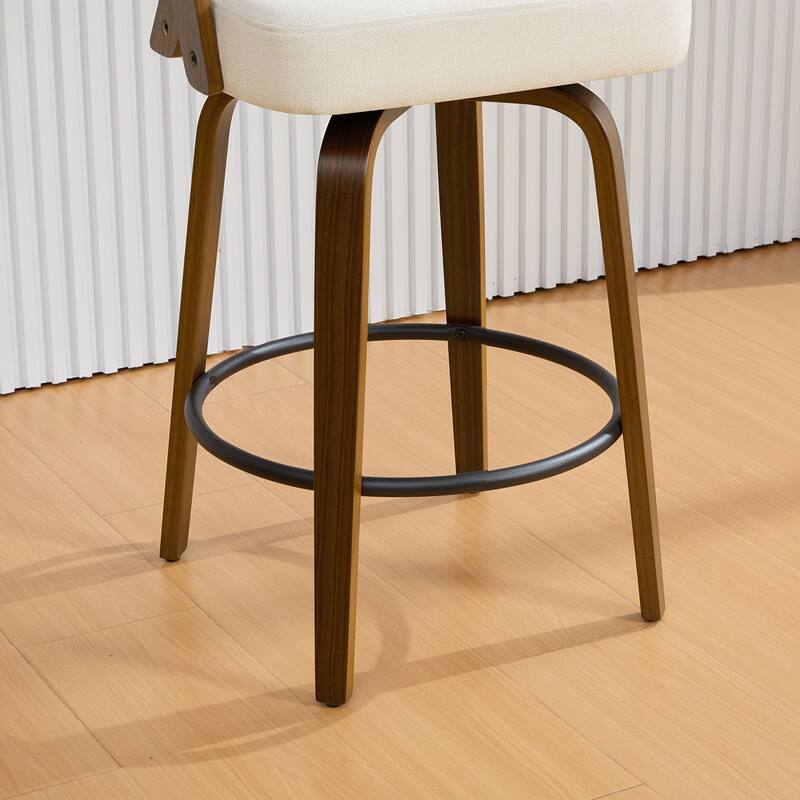 Mid-Century Upholstered Swivel Bar Stool/ Counter Stools with Curved Back - 37.5"H x 20.9"W x 19.9"D