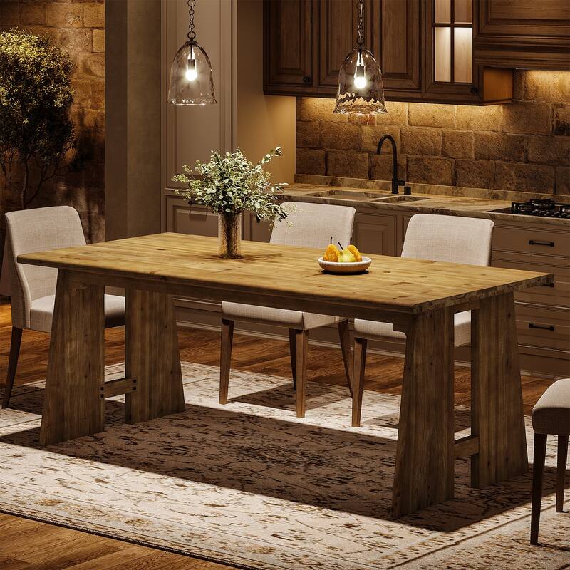 70.9" Solid Wood Dining Table, Kitchen Table for 6-8 with Unique Base