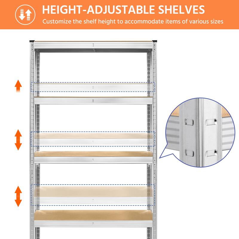 Yaheetech Adjustable 5-Tier Shelf Metal Storage Rack for Home/Office/Garage - 35.5″ L × 12″ W × 71″ H
