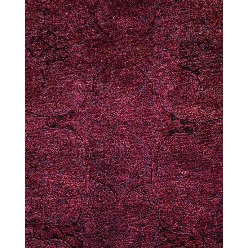 Overton Hand Knotted Wool Vintage Inspired Modern Contemporary Overdyed Purple Runner Rug - 2' 6" x 12' 1"