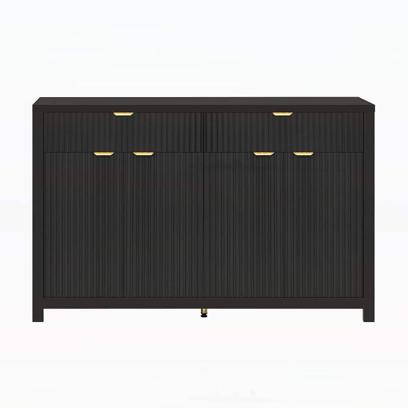 Stylish Wave-Pattern Sideboard Cabinet with Drawers and Doors