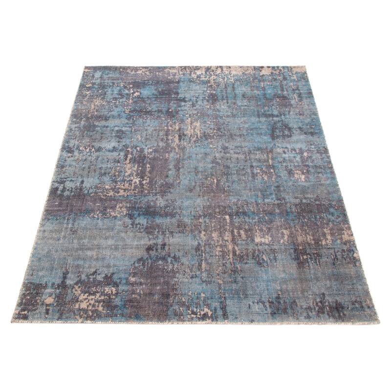 ECARPETGALLERY Hand Loomed Galleria Blue, Dark Navy Viscose Rug - 5'1 x 7'6