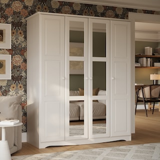 100% Solid Wood Regal 4-Door Wardrobe Armoire by Palace Imports