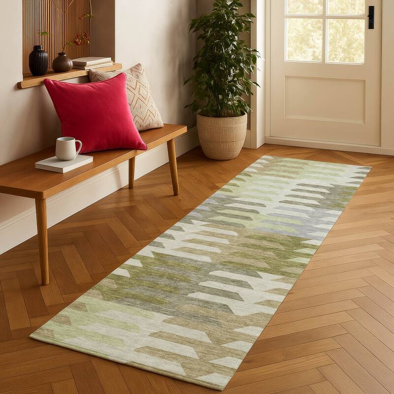 Machine Washable Indoor/ Outdoor Modern Stacks Chantille Rug