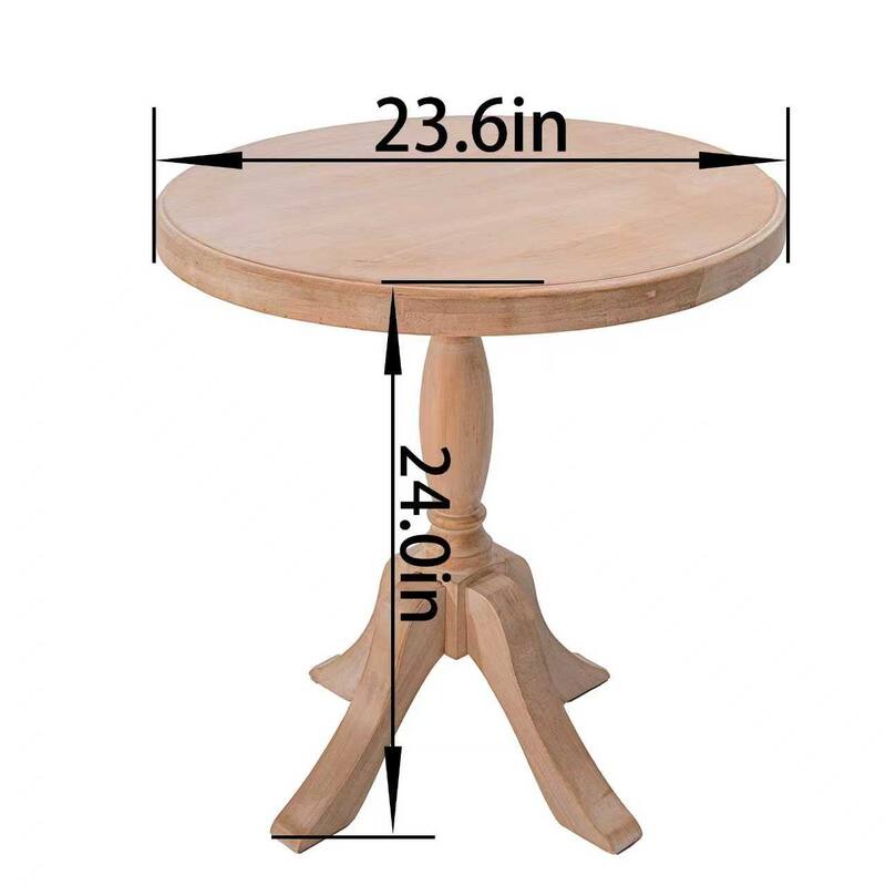 23.6" Round Wooden End Table, Wooden Pedestal Side Coffee Tables, for Living Room, Bedroom, Entryway