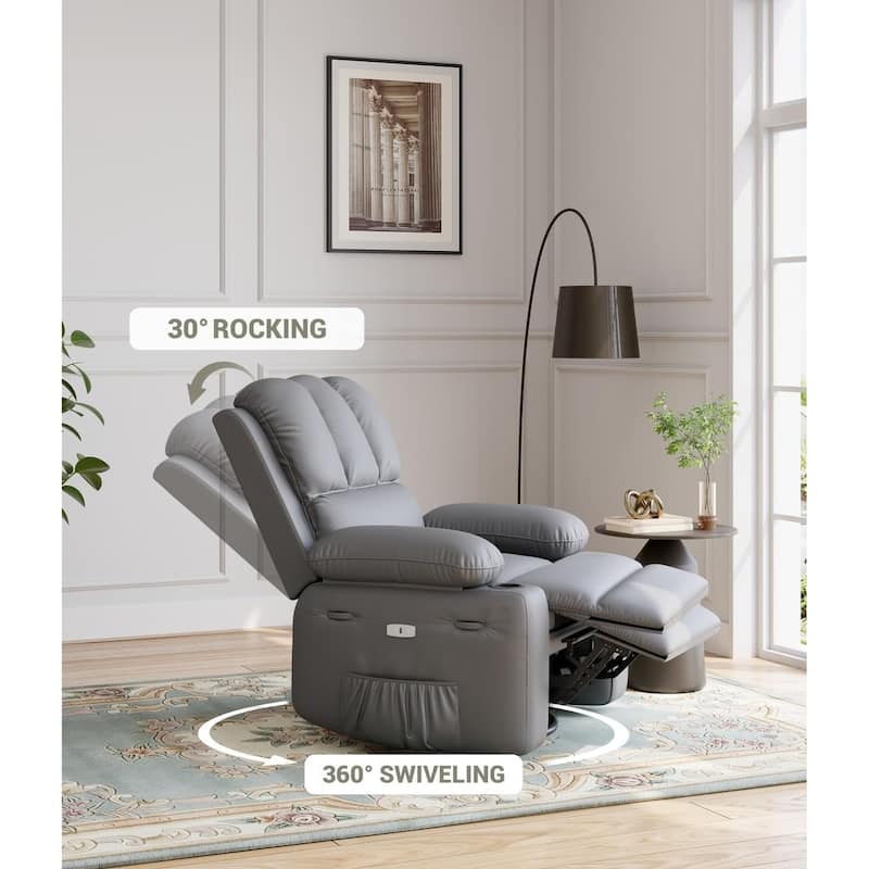 Oversized360° Swivel Recliner Chairs with Heat and Massage