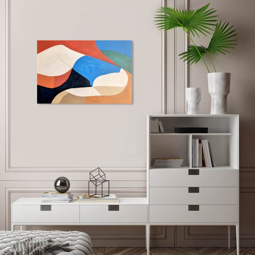 Wynwood Studio Canvas Abstract Lake in the Dunes Blue and Dark Orange Modern & Contemporary Wall Art Canvas Print