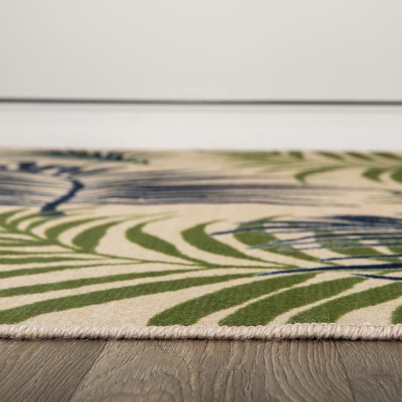 Contemporary Floral Leaves Flatweave Indoor/Outdoor Area Rug