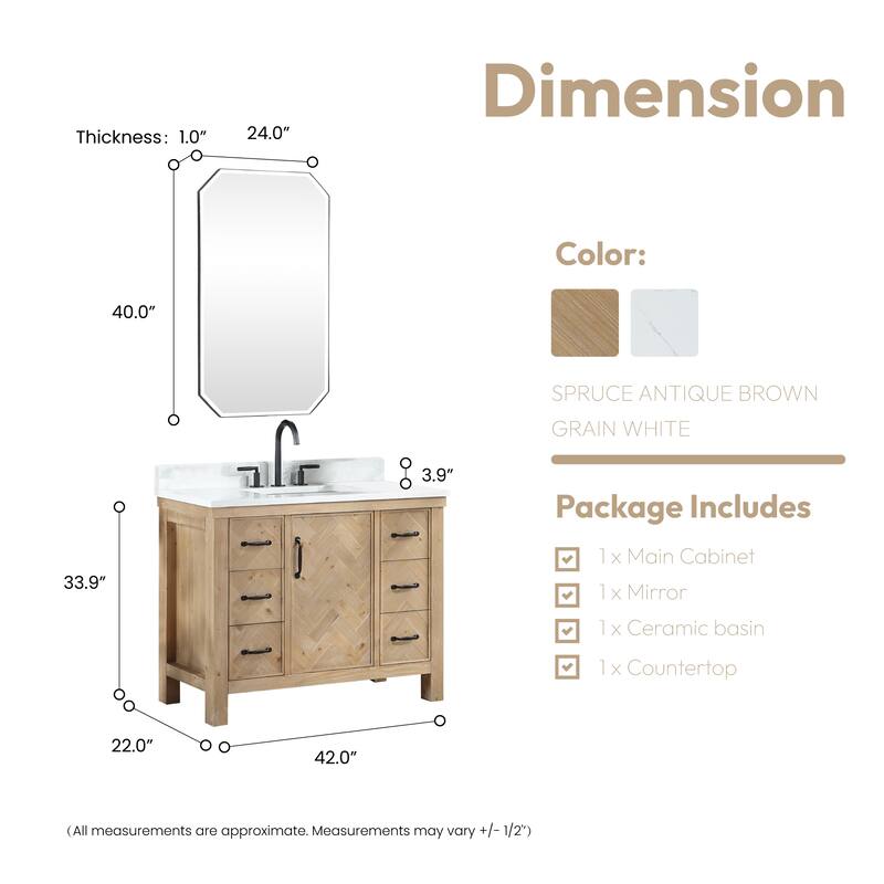 Javier Bath Vanity with Composite Stone Top and Mirror