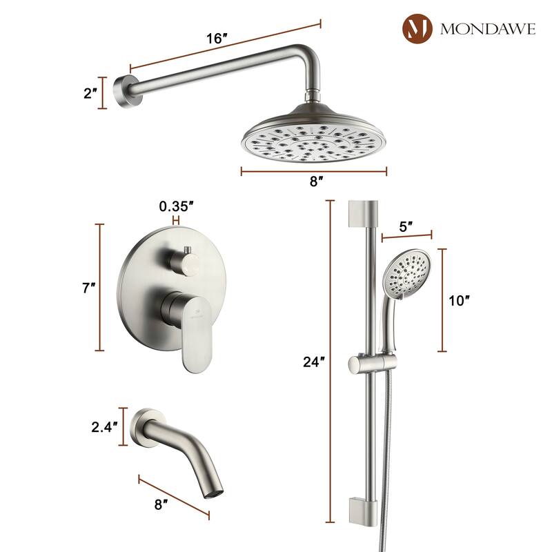 Retro Series 8 in. Rain Wall Mount Dual Shower Heads with 1.8 GPM