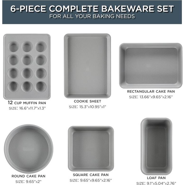 Country Kitchen Nonstick Heavy Duty Stackable Bakeware Set - Durable, Easy Release Baking Set, 6 Pcs