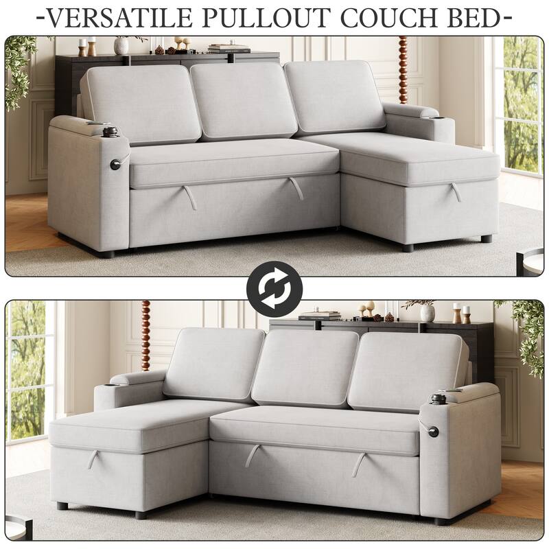2 in 1 Pull Out Sofa Bed with Storage Sofa