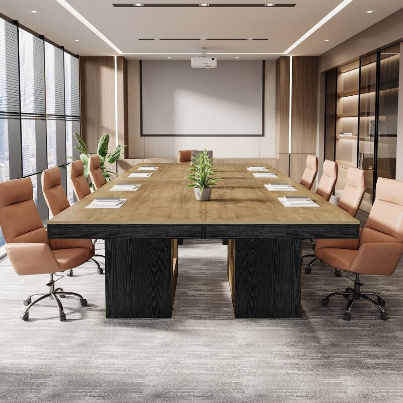 Large Rectangular Conference Table with Sturdy Base