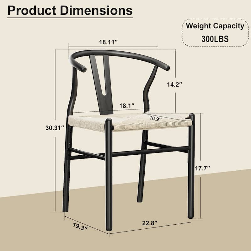 Set of 2 Handwoven Boho Dining Chairs