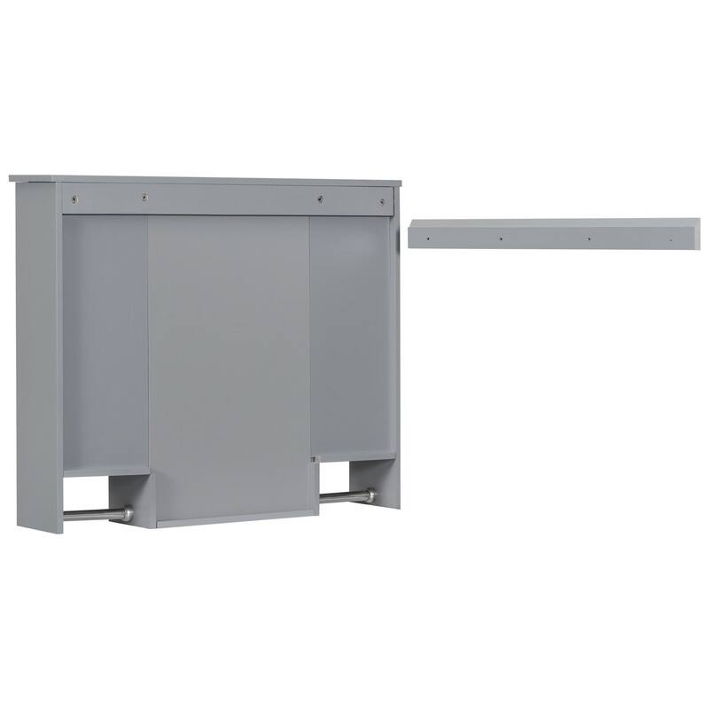 Grondin Modern Style Bathroom Wall Mounted Medicine Cabinet with Mirror Door, Towel Bars and Open Storage Shelves