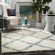 SAFAVIEH Dallas Shag Giusy Trellis 1.5-inch Thick Rug - 4' x 6' - Ivory/Light Blue