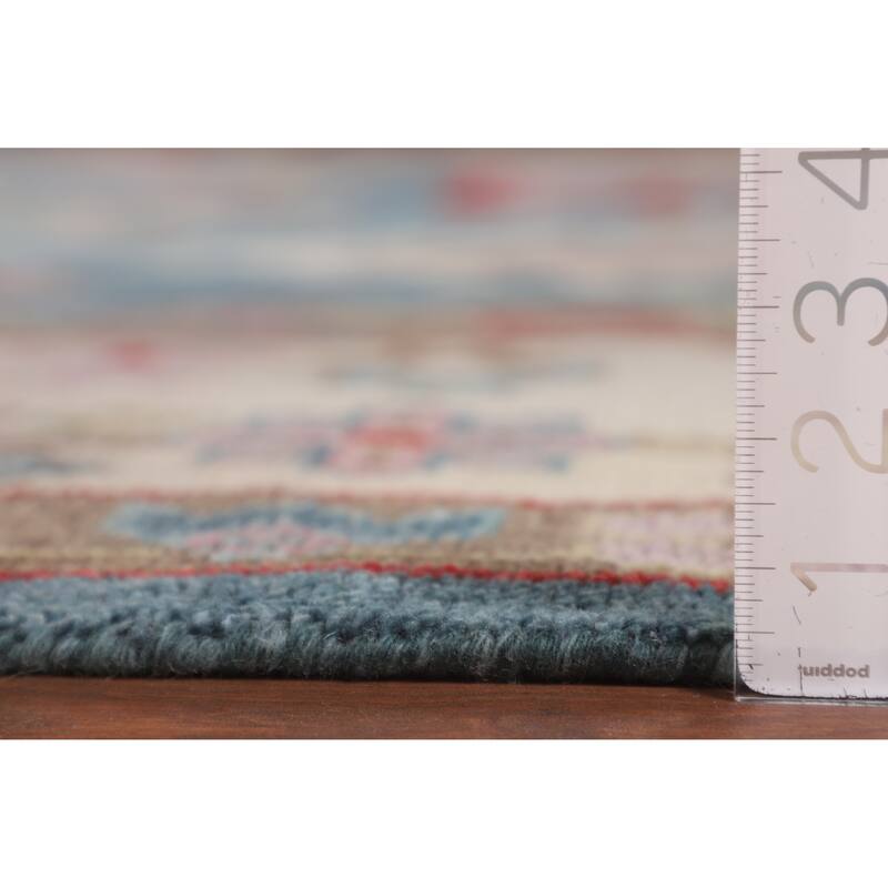 Light Blue Floral Oushak Large Area Rug Handmade Wool Carpet - 9'11" x 13'8"