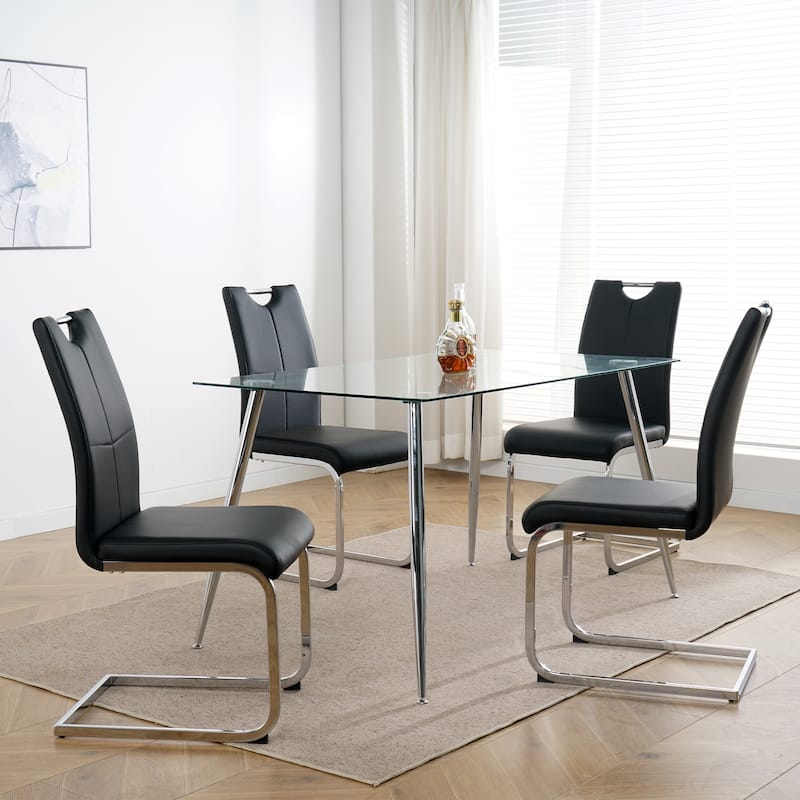 Modern Dining Chairs with Faux Leather Padded Seat