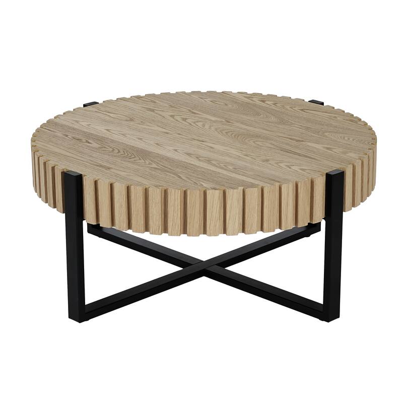 Round Coffee Table - Black+Natural