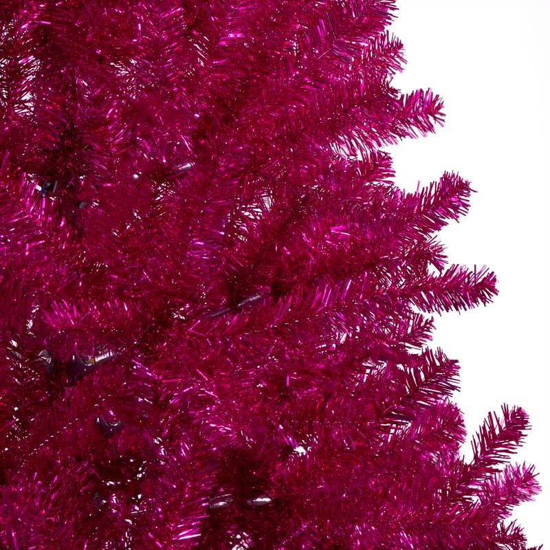9' Metallic Pink Tinsel Artificial Christmas Tree - Unlit