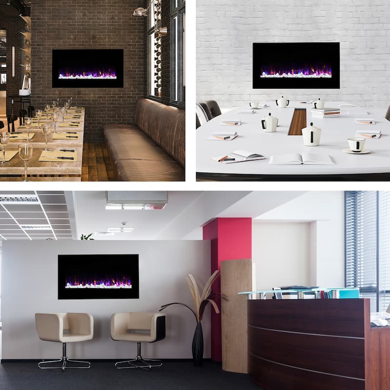 Northwest Wall-mounted LED Electric Fireplace w/ Remote
